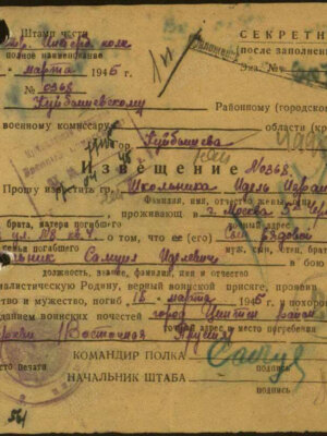 Школьник Самуил Иделевич — наградной документ 11