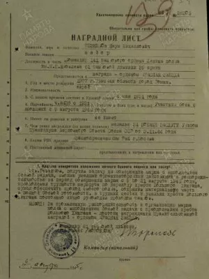Резников Наум Михайлович — наградной документ 2